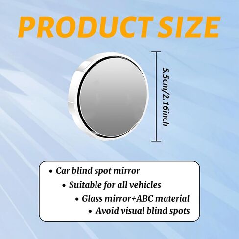 2PCS Blind Spot Mirror, Side View Mirror, 360° Wide Angle Adjustable Car Convex Mirrors, 2.17" HD Glass Rear View Mirror with Reusable Suction Cup Universal for Car SUV Truck (Black) in Saudi Arabia