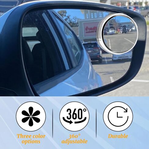 2PCS Blind Spot Mirror, Side View Mirror, 360° Wide Angle Adjustable Car Convex Mirrors, 2.17" HD Glass Rear View Mirror with Reusable Suction Cup Universal for Car SUV Truck (Black) in Saudi Arabia