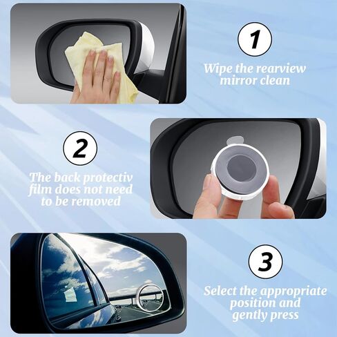 2PCS Blind Spot Mirror, Side View Mirror, 360° Wide Angle Adjustable Car Convex Mirrors, 2.17" HD Glass Rear View Mirror with Reusable Suction Cup Universal for Car SUV Truck (Black) in Saudi Arabia