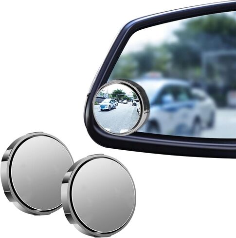 2PCS Blind Spot Mirror, Side View Mirror, 360° Wide Angle Adjustable Car Convex Mirrors, 2.17" HD Glass Rear View Mirror with Reusable Suction Cup Universal for Car SUV Truck (Black) in Saudi Arabia