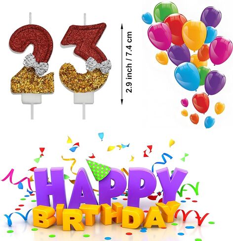 شموع عيد الميلاد الثالث والثلاثين، شموع عيد ميلاد ذهبية بعمر 32 و23 عامًا، هدايا تزيين تزيين الكيك لحفلة عيد ميلاد سعيد للنساء والرجال in Kuwait