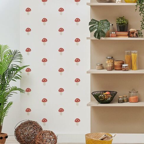 funlife 72 PCS Boho Mushroom Wall Decals Peel and Stick, Vintage Mushroom Kids Wall Stickers, Mushroom Wall Art Decor for Kids Bedroom Nursery Room Playroom Living Room, Pink Mushroom in Saudi Arabia