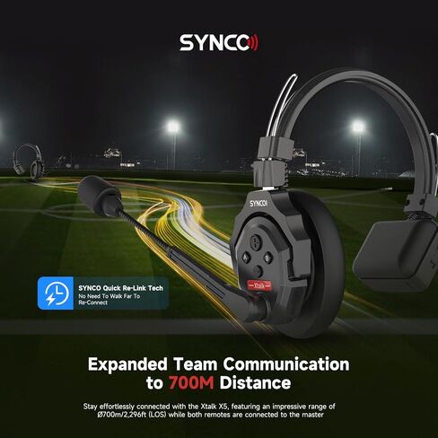 EACHSHOT SYNCO XTalk X2 2.4GHz Wireless Headset Intercom System Microphone Random Master Device 350m Operating Range for Movie Shoot Live Show Stage Performance Real-time Monitoring (2Pcs) in Saudi Arabia
