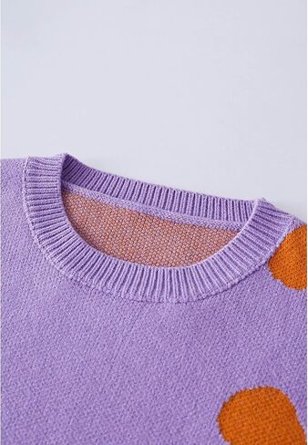 CHICWISH Women's Hot Pink/Nude Pink/Lilac/Cream Cuteness Flowers Boxy Round Neck Long Sleeves Knit SweaterKnit Sweater in Saudi Arabia