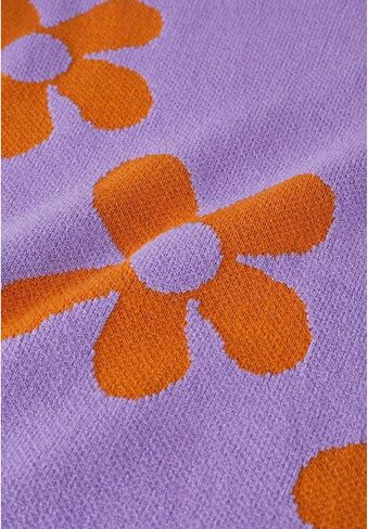 CHICWISH Women's Hot Pink/Nude Pink/Lilac/Cream Cuteness Flowers Boxy Round Neck Long Sleeves Knit SweaterKnit Sweater in Saudi Arabia