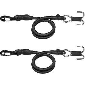 2pcs 280mm Elastic Strap Escape Rope Kinetic Winch Strap with Rescue Trailer Hook for 1/18 1/24 RC Crawler Car TRX4M High Trail SCX24 FCX24 (Black)