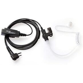 On Set Headsets FilmPro Black Walkie Suveillance, Professional Grade Headset for Film or TV Crews, Kevlar Reinforced, Water Resistant, Medical Grade Hypoallergenic Silica, Motorola 2-pin M1 Compatible