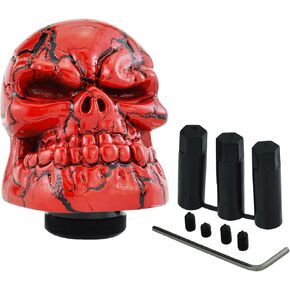 Skull Resin Car Gear Shift Lever Handle Heavy Shiny Transmission Gear Shifter Knob for Most Manual Automotive Vehicles (Beige)