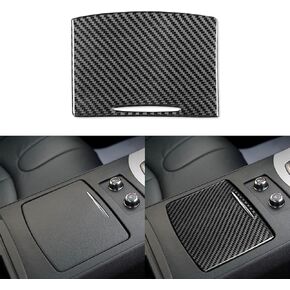 NVCNX Real Carbon Fiber Gear Shift Box Panel Cover Trim Console Ashtray Cigarette Lighter Cap Decorative Soft Sticker Car Interior Accessories for Infiniti G37 G35 G25 Q60 2007-2015 1PC Black A