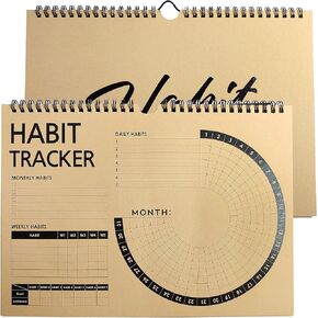 Habit Tracker Journal 2021 Goal Planner - Track Progress and Reach Goals with Spiral Binding, Weekly Monthly Kraft Large Calendar & Notepad - 12+1 Month Undated, 8.5 x 11.8 inch