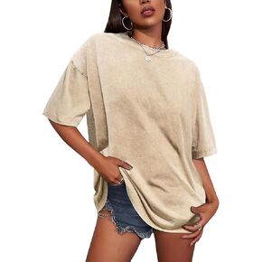 Oversized T Shirts for Women Vintage Baggy Grunge Tshirts Short Sleeve Wash Cotton Tees Y2K Tops Trendy