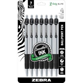 قلم زيبرا Z-Grip Elite قلم حبر جاف قابل للسحب برميل معدني نقطة متوسطة 1.0 مم حبر أسود 5 عبوات 27615 in Saudi Arabia