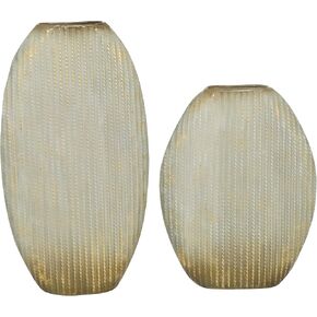 Deco 79 Metal Decorative Vase Centerpiece Vases with Gold Accents, Set of 2 Flower Vases for Home Decoration 12", 16"H, Gold