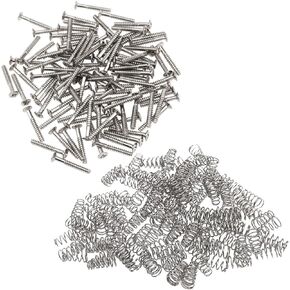 100Pcs Yootones Electric Guitar Single Coil Pickup Screws & Springs Set Compatible with Stratocaster Electric Guitar Parts (Silver)
