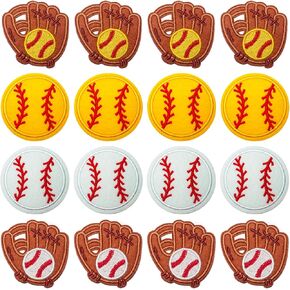 16Pcs Football Iron On Patches,Embroidery Patches Applique for Hats Backpacks Clothes T-Shirts Jackets Jeans DIY Accessories（8 Yellow+8 White）