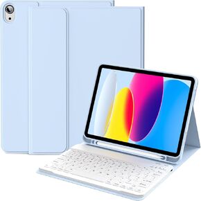 Keyboard Case for iPad 10th Generation 10.9 Inch 2022, Detachable Wireless Bluetooth iPad Keyboard Case with Built-in Left Side Pencil Holder, Auto Wake/Sleep (Black)