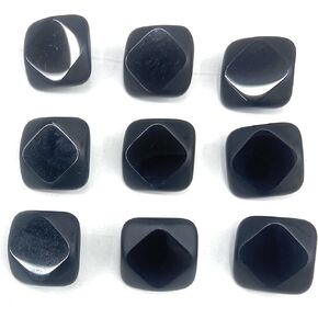 9 Jet Glass 2 Tone Black Buttons Square Style Faceted Cut Set 5/8'' 16mm for ,Blouses , Shirts Etc