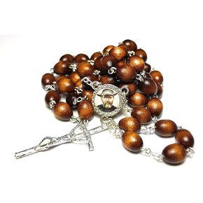 Relic Rosary 3rd Class of Father Damien or Saint Damien of Molokai Patron of People with Leprosy and AIDS Patients Damián de Molokai conocido Como Padre Damián Leprosos y enfermos de SIDA (Brown)
