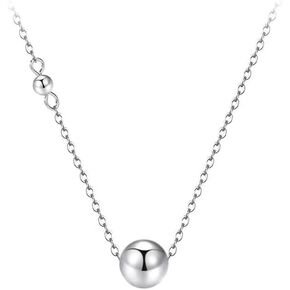 Cute Ball Pendant Necklace for Women Girls 925 Sterling Silver Solid Bead Adjustable Chain Choker Necklaces Minimalist Birthday Jewelry Gifts with Gift Box