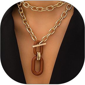 Chunky Gold Necklace Gold Layered Necklaces for Women Chunky Gold Layered Necklaces Chunky Link Chain Choker Necklaces Jewelry Birthday Gifts