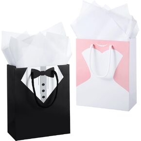 TaoBary 12 Pcs Bridal Party Gift Bags for Wedding 9 x 7.5 x 3.5 Inch Wedding Gift Bags, 6 Bridesmaid Gift Bag 6 Groomsmen Gift Bags with 12 Tissue Paper and Handle for Wedding Bridal Shower Proposal
