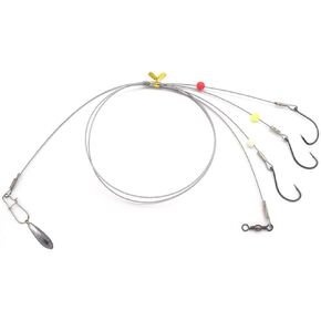 Fishing Hook Rigs with Sinker 49 Strands Steel Leaders-Saltwater Surf Fishing Tackle Kit Heavy Duty Hooks,7 * 7 Strands Steel Wire with Nylon-Coating