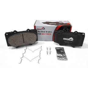 Ceramic Brake Pad Kit w/hardware and grease Compatible with 2005-2023 Toyota Tacoma (6 Lug Nut Wheels) (Heavy Duty - Front)