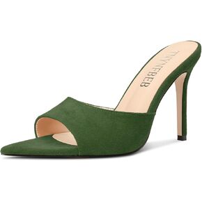 Womens Stiletto High Heel Pointed Open Toe Sandals Mules Shoes Slingback Slip-on Prom Party Dress Summer 3.9 Inches Heels