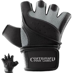 5737 Womens Padded Wrist Wrap Weight Lifting Gloves w/GripLock Padding (PAIR) - Machine Washable Fingerless Workout Gloves w/Wrist Support Designed for women
