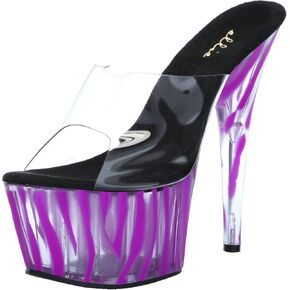 Ellie Shoes 7 Inch Mule with Blacklight Zebra Pattern