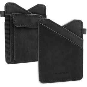 Minimalist RFID blocking Slim Wallet for Men gift canvas vegan leatther Card Holder ID card case, small Pocket for Coin, Key, Cash, Bill (Blue)