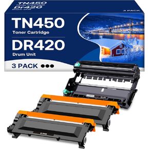 TN450 Toner Cartridge DR420 Drum Unit Replacement for Brother TN450 TN-450 TN420 DR-420 Work with HL-2270DW HL-2280DW HL-2230 MFC-7860DW Intellifax 2840 2940 (2 Toner +1 Drum,3 Pack)