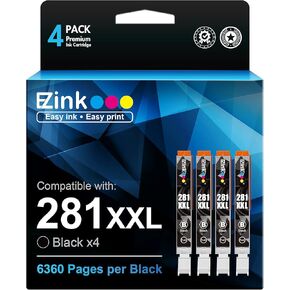 E-Z Ink Compatible Ink Cartridge Replacement for Canon 281 281XXL CLI-281XXL CLI-281 XXL Compatible with PIXMA TR7520 TR8520 TS6120 TS6220 TS6320 TS8120 TS9120 TS9521C TS702 Printer (4 Black)