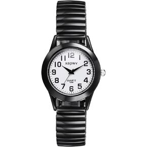 Avaner Stretch Band Couple Bangle Wristwatch Big Number Analog Quartz Ultrathin Elastic Strap Watches