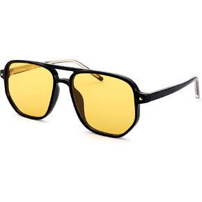 نظارة شمسية NULOOQ Retro Aviator للنساء - نظارات شمسية مربعة كلاسيكية من السبعينيات للحماية من الأشعة فوق البنفسجية 400