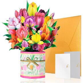 GREETING ART Pop Up Flower Cards,Roses & Butterflies,9 inch Forever Flower Paper 3D Popup Cards with Note Cards and Envelope for Birthday, Mother's Day, Get Well, Holiday Decorations