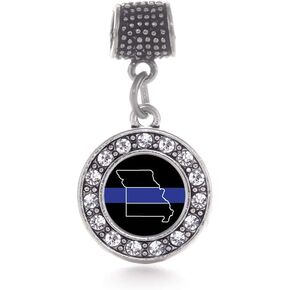 Inspired Silver - Silver Circle Charm for Bracelet with Cubic Zirconia Jewelry