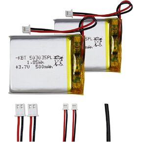 KBT 3.7V 500mAh Li-Polymer Battery: 503035 Lipo Rechargeable Lithium-ion Replacement Batteries with PH 1.25 JST Connector, PH2.0/2.54 JST Connector for Replacement