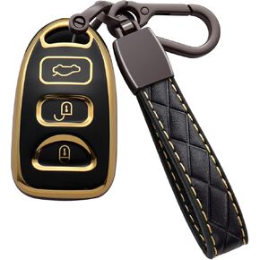 for Hyundai Key Fob Cover Soft TPU with Keychain Shell Protective Key Fob Case for Hyundai Elantra Sedan Sonata Tuscon Santa Fe Kia Sportage Sorento Spectra Forte Soul Optima 4 Buttons, Gray