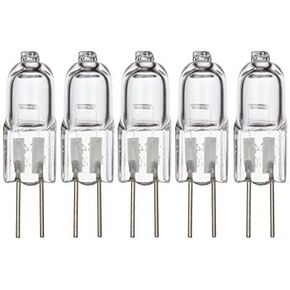 Simba Lighting Halogen G4 T3 5 Watt 50lm Bi-Pin Bulb 12 Volt A/C or D/C for Accent Lights, Under Cabinet Puck Light, Chandeliers, Track Lighting, 5W 12V 2 Pin JC Warm White 2700K Dimmable, 5-Pack