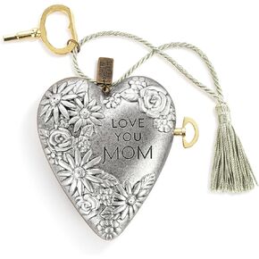 DEMDACO Art Hearts Collection Always in My Heart Angel Wings Slate Grey 3.5 x 3.5 Metal Musical Art Heart with Decorative Key