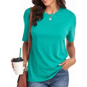 Women's Ripped Summer T Shirts Short Sleeve Tunic Tee Casual Tops Blouses