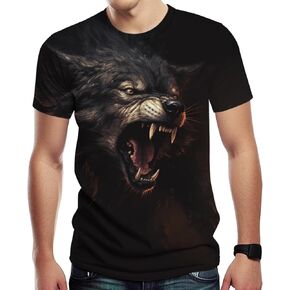 Casual Wolf Graphic T-Shirt for Men Fashion Short Sleeve Shirts