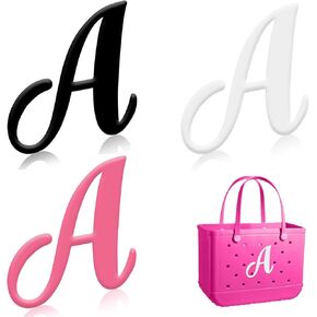 3PCS Decorative Letter Charms for Bogg Tote Bag, Beach Bag Insert Alphabet Beads for Bogg Bag Original All Models Customized Lettering Charm Accessories