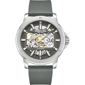 Kenneth Cole Men's Watch - Luxury Watch for Men, Stainless Steel Watch, Automatic Self-Winding, Water-Resistant, Partial Arabic Numerals, Sleek Design Analog Watch with Skeleton Dial for Men