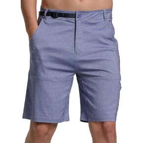 Men's Lightweight Golf Shorts 9" Quick Dry Stretch Cargo Hybrid Dress Casual Flat Front Shorts with Nylon Belt