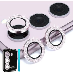 imluckies for Samsung Galaxy S24 / S23 / S23+ Plus Camera Lens Protector, [Glitter Diamond], 9H Anti-Scratch Tempered Glass with Aluminum Alloy Edge, Individual Ring Cover [NOT for S24+] 5G Colorful