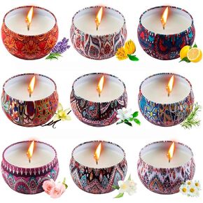 Scented Candle Set 9 Pack 2.5 Oz Natural Soy Wax Aromatherapy Candle with Fragrances Candlelight Spa Bath Stress Relief Birthday Christmas Thanksgiving Mother's Day Gifts for Women