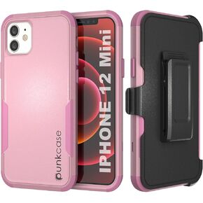 Punkcase for iPhone 12 Mini Belt Clip Holster Case [Patron Series] 4-1 Rugged & Protective Multilayer Phone Cover W/Integrated Kickstand for iPhone 12 Mini (5.4") (2020) [Black]