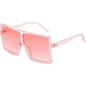Dollger Square Oversized Sunglasses for Women Men Fashion Big Black 70s Flat Top Sunglasses Shades